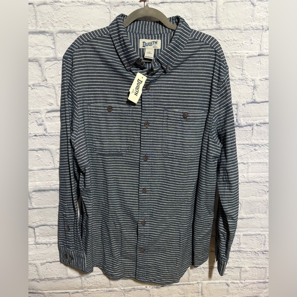 Duluth Trading Co Other - Duluth Trading Co. Free Swingin’ Slim Fit Flannel Shirt, Blue/White Stripes, XL